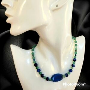 HANDMADE Aventurine and Agate Beaded Collar Necklace